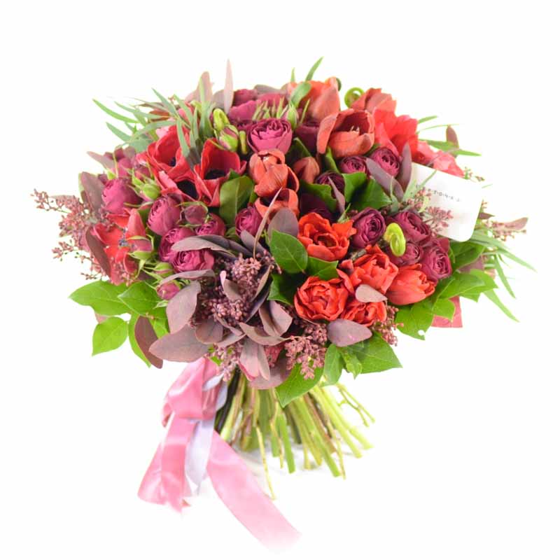 Букет из тюльпанов, роз, анемонов №418
