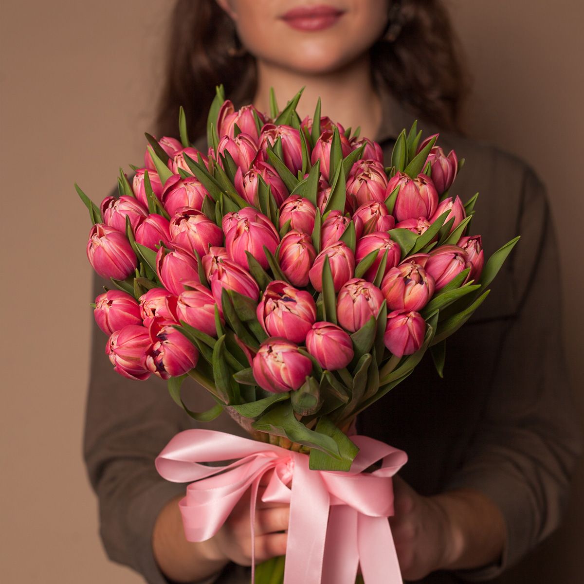 Букет из 49 розовых тюльпанов №1254