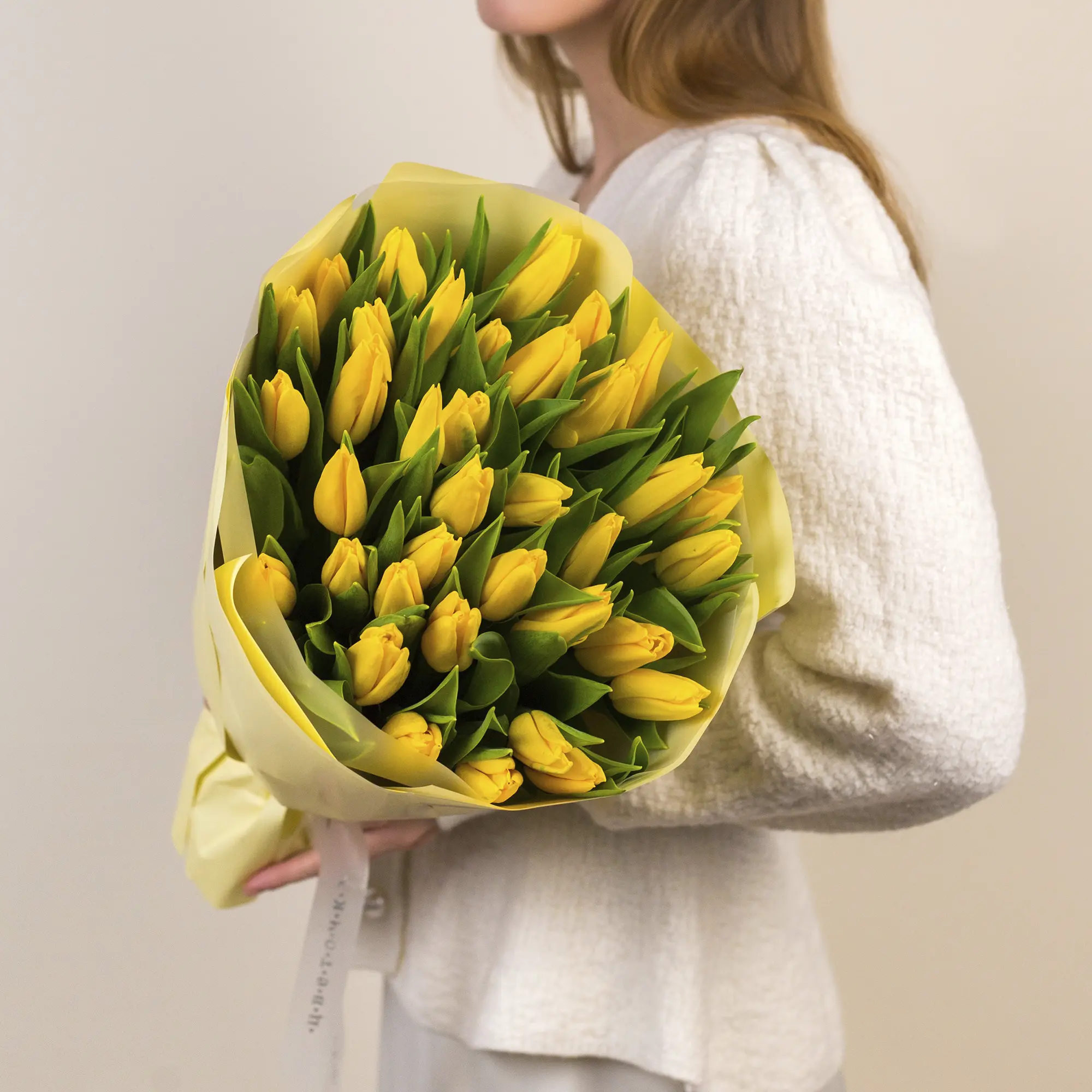 Букет 35 желтых тюльпанов №2365