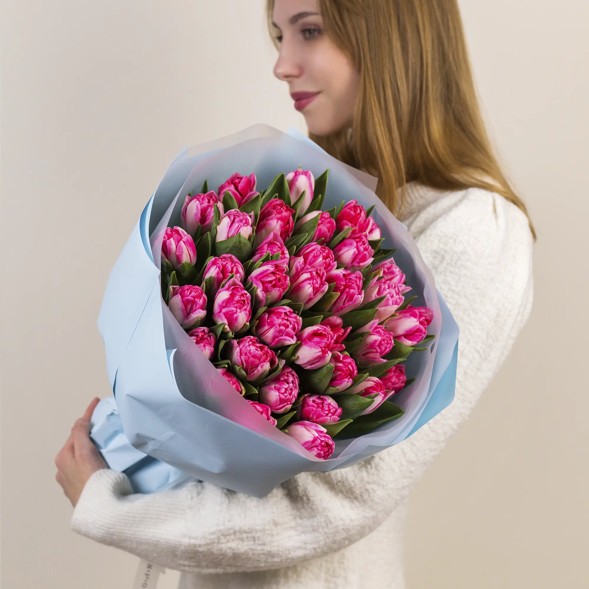 Букет из 35 розовых тюльпанов  №2348