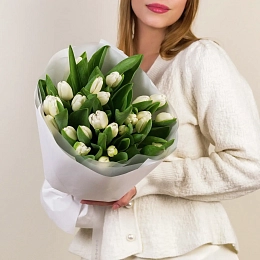Букет 25 белых тюльпанов №2364