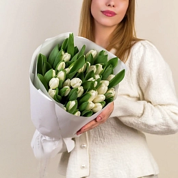 Букет 35 белых тюльпанов №2364