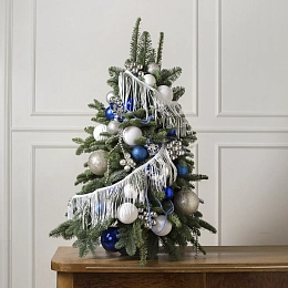 Рождественская композиция, елка бело-синяя №2269