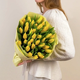 Букет 35 желтых тюльпанов №2365