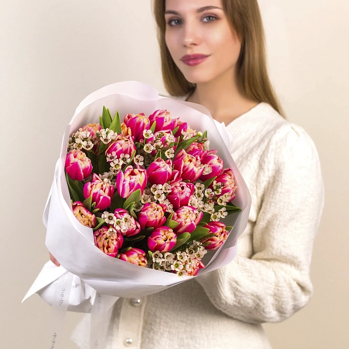 Букет из тюльпанов с шамилациумом №2370