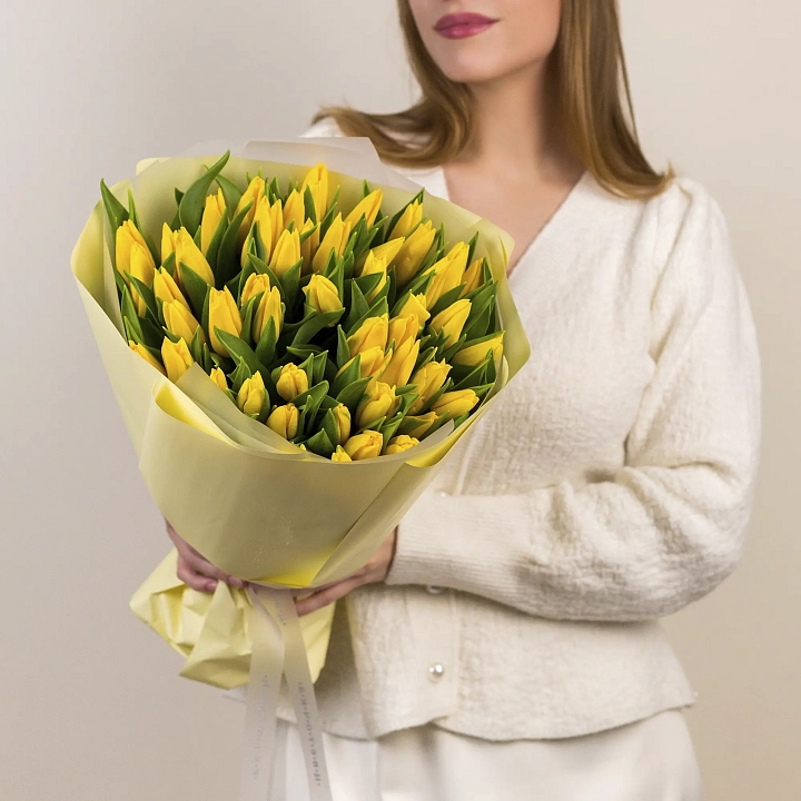 Букет 49 желтых тюльпанов №2365