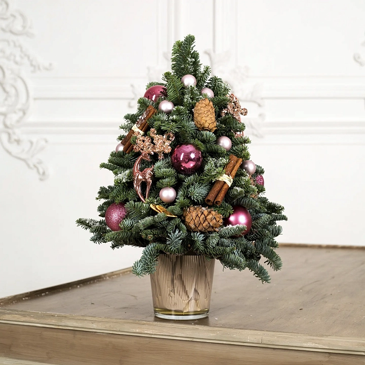 Рождественская композиция, елка с корицей №2303