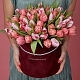 Букет из 49 тюльпанов в шляпной коробке №1369