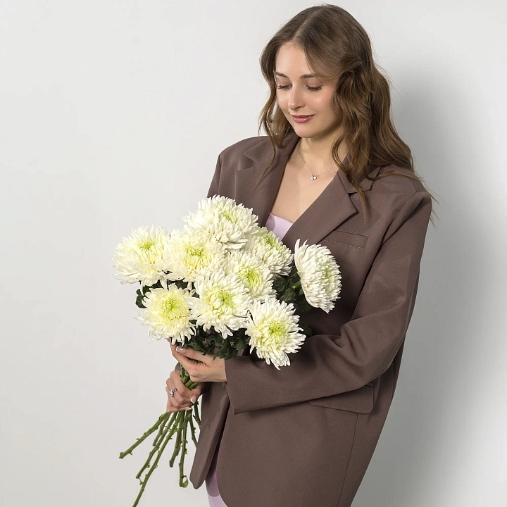 Моно букет из 9 хризантем №2247