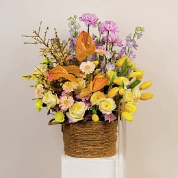 Корзина из калл, нерине и дельфиниума №2362