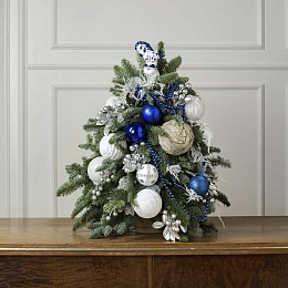 Рождественская композиция, елка бело-синяя №2270