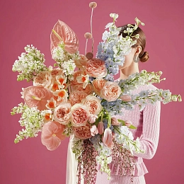 Букет из роз, антуриумов и нарциссоф №2379