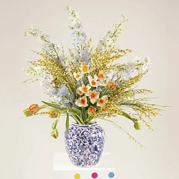 Букет из нарцисов, тюльпанов и дельфиниума №2381