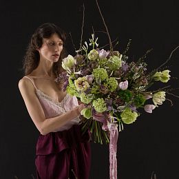 Букет из тюльпанов, сирени и вибурнума №2008