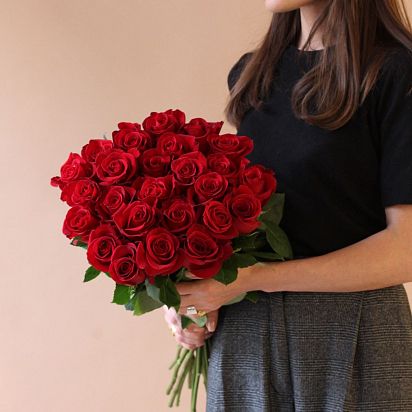 Букет из 25 бордовых роз №509